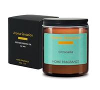 Vela aromática de citronela para exteriores, vela de citronela, juego de regalo en cristal, vela de soja natural, grande, vela de camping para jardín, pícnic, barbacoa, 80 horas, 8% aceite de limón