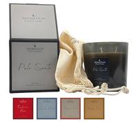 Vela aromática ecológica 550 g - Palo Santo | Aroma místico purificador | 70 h de duración | Cera vegetal | Incluye caja de regalo y bolsa de lino | Premium XL