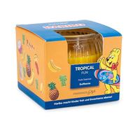 Vela aromática Haribo™ 85 g, alto x diámetro: 6,5 x 8 cm, vela en cristal, cera de parafina, regalo, en caja, naranja