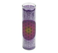 Vela aromática para meditación, aroma a vainilla, lavanda y mandarina, con diseño de flor de la vida