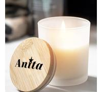 Vela Aromática Personalizada con Tapa de Bambú | Frasco de Cristal Elegante y Tapa Personalizable con Foto o Texto | Perfecta para Bodas, Eventos y Regalos Especiales