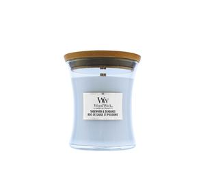 Vela aromática WoodWick Sagewood & Seagrass con mecha de madera 275 g