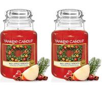Vela aromática Yankee Candle | Red Apple Wreath vela en tarro grande | Velas de larga duración: hasta 150 h | Regalos perfectos para mujeres (Paquete de 2)