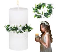 Vela Bautizo Personalizada Antigoteo, shallyong Colector de Gotas de Cirio Bautizo, Corona de Bautismo, para Comunión, para Comuniones, Bautizos (Perlas)