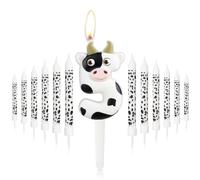 Vela blanca con el número 5 para pastel, decoración de cumpleaños número 5 para niños, decoración de fiesta temática de animales de granja