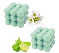 Vela Burbuja | Velas artesanales naturales y perfumadas | Velas 100% Veganas | Velas decorativas sostenibles elaboradas con cera de soja natural | decoración bohemia | 6 x 6 x 6 cm (2pc, verde)