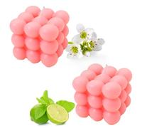 Vela Burbuja | Velas artesanales naturales y perfumadas | Velas 100% Veganas | Velas decorativas sostenibles elaboradas con cera de soja natural | decoración bohemia | 6 x 6 x 6 cm (2pc, rosa)