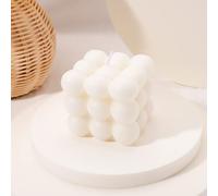 Vela Burbuja | Velas artesanales naturales y perfumadas | Velas 100% Veganas | Velas decorativas sostenibles elaboradas con cera de soja natural | decoración bohemia | 6 x 6 x 6 cm (1pc, blanco)