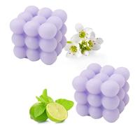 Vela Burbuja | Velas artesanales naturales y perfumadas | Velas 100% Veganas | Velas decorativas sostenibles elaboradas con cera de soja natural | decoración bohemia | 6 x 6 x 6 cm (2pc, púrpura)