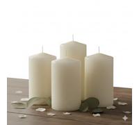 Vela cirio color marfil, pack 4 velas, para decoración,eventos, liturgia.. Medida: 10 cm alto x 6 cm diámetro