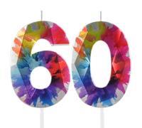 Vela colorida con graffiti número 60, para cumpleaños, velas para pastel, decoraciones coloridas para tartas para hombres y mujeres