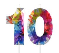 Vela colorida del número 10 de graffiti, vela de 10 cumpleaños, coloridas velas de feliz cumpleaños para pastel, decoraciones coloridas para tartas para niños y niñas, decoraciones coloridas de fiesta