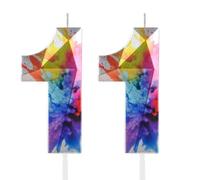 Vela colorida del número 11, vela de cumpleaños número 11, velas coloridas de feliz cumpleaños 11 para pastel, decoraciones coloridas para tartas para niños y niñas, decoraciones coloridas de fiesta