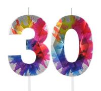Vela colorida del número 30 de graffiti, vela de cumpleaños 30, velas coloridas de feliz cumpleaños 30 para pastel, decoraciones coloridas para tartas para hombres y mujeres, coloridas decoraciones de