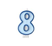 Vela con forma de 8 azul para cumpleaños, tarta azul celeste, vela con número de cera para hombre, aniversario, fiesta, celebración, jubilación, niño niña altura 7 cm