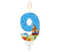 Vela con Número de Cumpleaños, Vela para Fiesta de Cumpleaños con Temática de Playa Velero Decoración para Fiesta de Cumpleaños Parafina Azul Velas con Número para Pastel (Número 9)