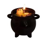 Vela craneal, vela decorativa en tarro negro, quemador de aceite aromaterapia pote incienso para mesa de cocina Halloween Burner Aromatherapy Candle difusor de aceite de olla ligera