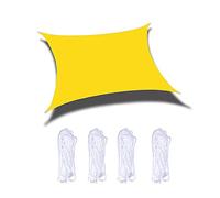Vela cuadrada de 7 tamaños y 21 colores para terraza de jardín, tela Oxford, con cuerda de varios tamaños para exteriores, jardín, terraza, patio, fiesta, color amarillo fluorescente, 3 x 5 m