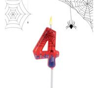 Vela Cumpleaños con Número Araña, Vela Cera con Número de Telaraña Decoración Tartas para Fiesta de Cumpleaños Artículos para Fiestas Temáticas (4)