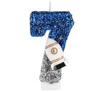 Vela Cumpleaños Nave Espacial, Decoraciones Cumpleaños de Astronauta Espacial Vela Brillante con Número Astronauta Decoración de Pasteles en el Espacio Exterior para Fiesta Temática (7)
