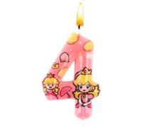 Vela Cumpleaños Peach,Vela Número 4, Decoración para Tartas, Decoración Peach, Rosa, Ideal para Cumpleaños y Fiestas Temáticas
