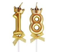 Vela de 18 Cumpleaños Con Corona, Vela Oro Rosa con Número de 18 años, Decoración de Pasteles, Decoraciones Adecuadas para Cumpleaños y Aniversarios, para Niños y Niñas