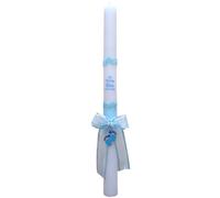 Vela de Bautizo colgante MEDALLA Piececitos Azul. 3x40cm Personalizada