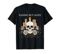Vela de Calavera Que se desvanece Pero Viva gótica Floral Oscura estética Camiseta
