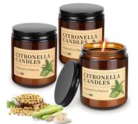 Vela de citronela para exteriores, grande, 3 unidades de cera de soja natural, citronela, 240 horas de combustión, velas de citronela, para exteriores, con tapa, cera de soja natural, para balcón,