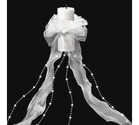Vela de comunión, protección antigoteo, color blanco, con lazo y rizadores, velas de bautizo, velas con lazo, velas de boda, velas de tul, adecuadas para comuniones, bautizos, bodas