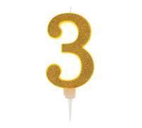 Vela De Cumpleaños 17,5cm Vela Gigante Glitter Oro, Adecuado para Fiestas De Cumpleaños, Aniversarios De Bodas, Fiestas De Jubilación, Etc. (Numero 3, oro)