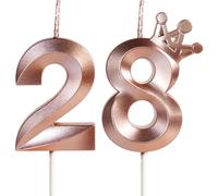 Vela de Cumpleaños 28 Con Corona, Número Oro Rosa Para Pasteles, Feliz Cumpleaños, Aniversario, Fiesta Temática, Decoraciones Para Tartas y Fiestas