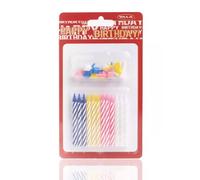 Vela de cumpleaños a rayas - 6 cm, paquete de 12