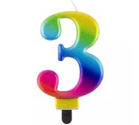 Vela de cumpleaños arcoíris, 8 cm - 3