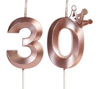 Vela de cumpleaños Con corona, número 30-2.36 pulgadas, color oro rosa, 2 unidad, Velas Cumpleaños Divertidas, Velas de Pastel Cumpleaños, Velas Doradas para Cumpleaños, Aniversario, Fiesta Temática