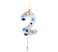 Vela de Cumpleaños con Forma de Pata de Perro Azul, 10cm Bonita Vela para Perros Velas Números Vela Bluey Suministros para Fiestas de Cumpleaños con Forma de Perro Azul para Niños (Número 2)