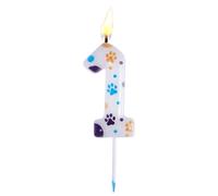 Vela de Cumpleaños con Forma de Pata de Perro Azul, 10cm Bonita Vela para Perros Velas Números Vela Bluey Suministros para Fiestas de Cumpleaños con Forma de Perro Azul para Niños (Número 1)