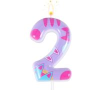 Vela de Cumpleaños con Número 2 - Temática de Gato con Decoración de Dibujos Animados