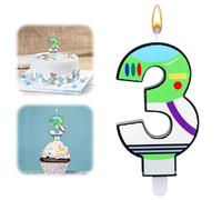 Vela de cumpleaños con temática de dibujos animados, decoración de pastel de cumpleaños de dibujos animados, dos decoraciones de cumpleaños infinito y más allá, juguete robot astronauta, suministros