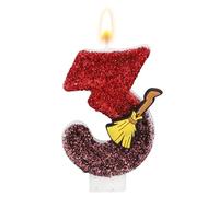 Vela de Cumpleaños con Temática Mago Mágico, Vela Número Brillante Temática de Escoba Mágica con Lentejuelas Adorno para Tarta para Suministros Decoración Fiesta Cumpleaños Niños (Número 3)
