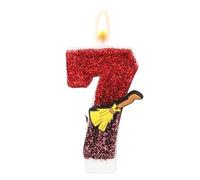 Vela de Cumpleaños con Temática Mago Mágico, Vela Número Brillante Temática de Escoba Mágica con Lentejuelas Adorno para Tarta para Suministros Decoración Fiesta Cumpleaños Niños (Número 7)