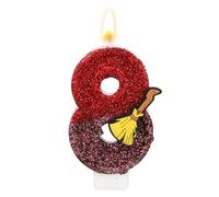 Vela de Cumpleaños con Temática Mago Mágico, Vela Número Brillante Temática de Escoba Mágica con Lentejuelas Adorno para Tarta para Suministros Decoración Fiesta Cumpleaños Niños (Número 8)
