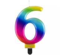 Vela de cumpleaños de colores del arcoíris, 8 cm - 6
