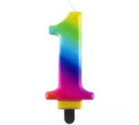 Vela de cumpleaños en colores del arcoíris, 8 cm - 1