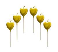 Vela de cumpleaños en forma de corazón,6 Pcs Velas únicas para Decorar Pastel de Fiesta di Cumpleaños y Bodas,Velas Decorativas para Decoración un Tarta,Oro
