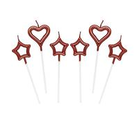 Vela de cumpleaños en forma de corazón,6 Pcs Velas únicas para Decorar Pastel de Fiesta di Cumpleaños y Bodas,Velas Decorativas para Decoración un Tarta,Rojo