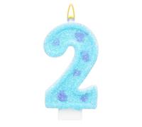 Vela de Cumpleaños Monstruo, con Lentejuelas Azules y Moradas y Purpurina Número Tarta Decoración para Tarta Fiesta Temática Monstruo Suministros para Fiestas de Cumpleaños Infantiles (2)