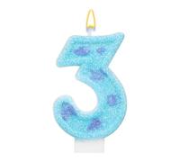 Vela de Cumpleaños Monstruo, con Lentejuelas Azules y Moradas y Purpurina Número Tarta Decoración para Tarta Fiesta Temática Monstruo Suministros para Fiestas de Cumpleaños Infantiles (3)