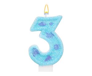 Vela de Cumpleaños Monstruo, con Lentejuelas Azules y Moradas y Purpurina Número Tarta Decoración para Tarta Fiesta Temática Monstruo Suministros para Fiestas de Cumpleaños Infantiles (3)