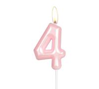 Vela de cumpleaños número 4 rosa intenso, vela rosa número 4, decoración de velas de pastel de cumpleaños, velas de pastel para niñas y mujeres, aniversario de boda